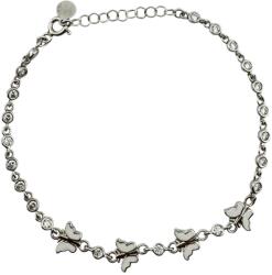 Jolie Bratara pentru Copii, Jolie, Argint 925, Model Fluture, cu Email si Zirconiu, 21 cm/4.3g Argintiu/Alb (166994)