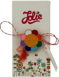 Jolie Martisor pentru copii, Jolie, Material Metal, Ambalaj Carton cu Design, Dimensiune Brosa Aproximativ 2x2 cm, Multicolor, Model Floare (134693)