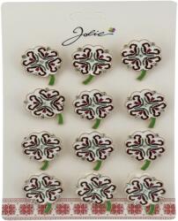 Jolie Brose Martisor, Jolie, Set 12 Bucati, Model Trifoi Traditional, Metal, 3 cm, Alb (134050)