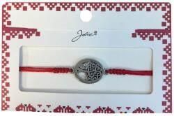 Jolie Martisor tip Bratara cu Pandantiv Metalic, Jolie, cu Snur Textil Rosu Impletit, Model Pomul Vietii, Dimensiune Reglabila, Ambalata Individual (165740)