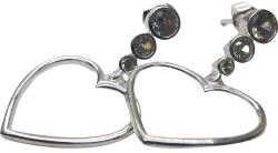 Jolie Silver Cercei Damă din Argint 925, Jolie Silver, Model Inimă Contur cu Trei Pietre, Design Elegant și Delicat, Greutate 3 g, Argintiu (116769)