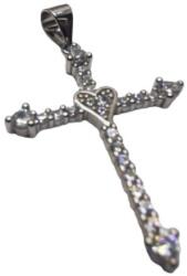 Flippy Pandantiv Argint 925 Cruce Mare cu Pietre si Inima, 2.24 g (116682)
