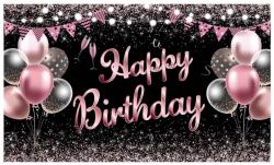 Flippy Banner Tip Fundal pentru Poze, Flippy, din Panza, 185 x 110 cm, Sfoara 6 m, Prindere in 4 Colturi, Negru/Roz (132505)