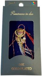 Jolie Martisor cu Brosa Placata cu Aur 24K, Jolie, Ambalaj Carton cu Design, Material Metal, Model Floare, Dimensiune Brosa 2.5-3cm, Auriu/Roz (166064)