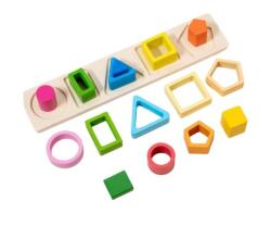 Flippy Jucarie Montessori de Sortat, Flippy, din Lemn, Tip Puzzle, cu 5 Forme Asimetrice, 15 Piese, Educativa, Interactiva, Creativa, Materiale Non Toxice, +2 Ani, Multicolor (134193)