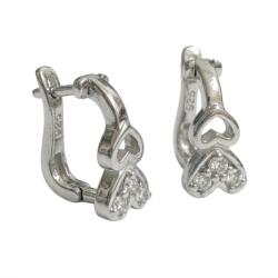Jolie Silver Cercei din Argint 925, Jolie Silver, pentru Dama, Model Tortite Cu Doua Inimi, 1.9 g, Design Fin si Romantic, Argintiu (126006)