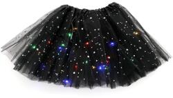 Flippy Fusta LED pentru Copii, Flippy, Tutu de Balet pentru Fetite cu Luminite Multicolore Incorporate, Model Stelute, 30 cm Lungime, Negru (126472)