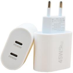 Flippy Incarcator Fast Charge pentru Telefon, Flippy, Power Delivery 45W, Dual Port Type-C PD45W, Compatibil cu orice Telefon, Alb (161974)
