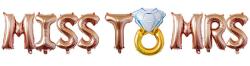 Flippy Set Baloane din Folie Metalizata, Flippy, Model Miss to Mrs cu Inel de Logodna, Litere de 40 cm, Tema Iubire, Baloane Party, Ambalaj Individual, Pai Inclus, Umflare cu Aer sau Heliu, Roz (127495)