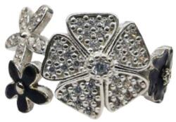 Flippy Inel pentru Dama Argint 925, Jolie, Model Trifoi cu Email Negru, 2.9 g, Marimea 57, Argintiu/Negru (132460)