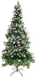 Flippy Brad artificial de Craciun nins, decorat cu conuri pin rosii, inaltime 180 cm, diametru 95 cm, 319 ramuri, Flippy, verde, suport metalic inclus (106786)