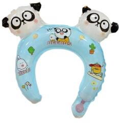 Flippy Balon din Folie Metalizata, Flippy, Tip Coronita cu Urechi, Model Panda Mirat, Ambalaj Individual, Pai Inclus, Umflare cu Aer sau Heliu, 30 x 27 cm, Bleu (134276)