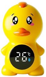 Flippy Termometru Electronic LED pentru Baie, Plutitor, Rezistent la apă, IPX7, Multifunctional, 3 Trepte de Temperatura, Model Ratusca, 12x7cm, Galben (126543)