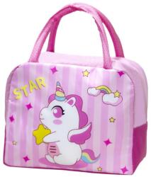 Flippy Geanta Termoizolanta pentru Copii, Flippy, 23x13x19 cm, Model Imprimeu Unicorn, din Folie de Aluminiu si Panza Oxford, Roz (131644)