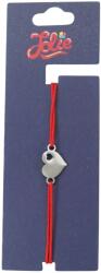 Jolie Martisor Bratara din Inox pentru Copii, Jolie, Textil si Inox, Snur Rosu, Model Inimioare, Argintiu (135224)