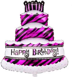 Flippy Balon din Folie Metalizata, Flippy, Model Tort cu 4 Straturi, Balon Aniversar, Model Happy Birthday, 62x43 cm, Ambalaj Individual, Pai inclus, Umflare cu Aer sau Heliu, Mov (127291)