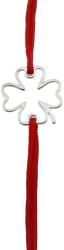 Flippy Martisor Bratara Argint 925, Jolie, Model Trifoi, Martisor de 1 Martie, cu Snur Rosu, Argintiu (165608)