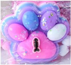 Flippy Jucarie Antistres Squishy, Flippy, cu Revenire Lenta, Model Labuta de Pisica, cu Pestisor, 220g, 12.5 x 10.5 cm Squeeze Pinch Family, Ambalaj Transparent, Roz-Multicolor (136025)