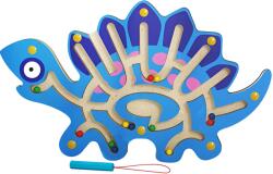 Flippy Joc Montessori cu Bile, Flippy, Creion Magnetic, Tip Labirint, din Lemn, Model Stegozaur, 25x15.5 cm, Albastru (126533)
