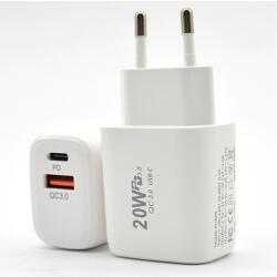 Flippy Incarcator Fast Charging pentru Telefon, Flippy, Dual Port USB-A si USB-C cu Cap de Incarcare Standard European, Power Delivery 20W Q. C 3.0, Alb (161970)