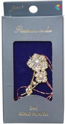 Jolie Martisor Brosa Placata cu Aur 24K, Jolie, Ambalaj Carton cu Design, Material Metal, Model Floare, Dimensiune Brosa 2 - 3 cm, Auriu/Rosu (134803)