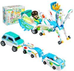 Flippy Jucarie Transformer Magnetica 3 in 1 Mars Deer Cosmic Planet, Flippy, 3 Masini Care se Transforma in Pegas Inaripat, Atractie Magnetica, 3+ Ani, din ABS, Albastru (165449)