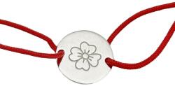 Flippy Martisor Bratara Argint 925, Jolie, Model Trifoi Gravat, Martisor de 1 Martie, cu Snur Rosu, Argintiu (165630)