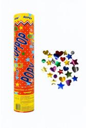 Flippy Tun de Confetti, Flippy, Party Popper 40 cm, Model Stelute, Inimioare, Paiete Lucioase, 3 cm Diametru, Multicolor (136904)