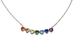 Flippy Colier din Argint 925, Jolie Silver, Model 7 Inimi, cu Zirconii Multicolore, Lungime 43 cm, Argintiu (13531)