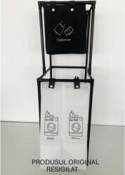 Flippy RESIGILIAT - Cos de Rufe, Flippy, cu 2 Etaje, 2 Cosuri, Cadru de Otel Inoxidabil, 97x44x31 cm, Negru (166298)