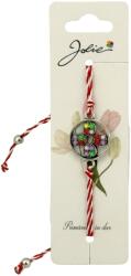 Jolie Martisor Bratara Snur Alb-Rosu, Jolie, Pandantiv Metalic, Model Floare cu 4 Petale (134900)