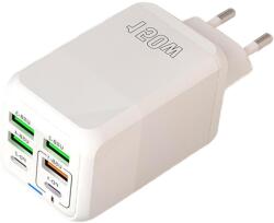 Flippy Incarcator Multifunctional, Flippy®, 6 Porturi (2 x PD Type C + 4 USB), 150 W, 5V, 2.4A, Incarcare Rapida, 4.4 x 4.4 x 11 cm, Alb (136142)