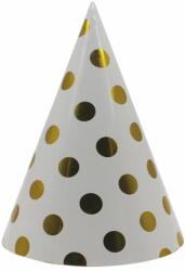 Flippy Set 6 Coifuri Metalizate, Flippy, pentru Petrecere, Tematica Aniversare, Model Buline, 20 cm, Auriu (130485)