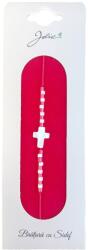 Jolie Martisor Bratara cu Sidef, Jolie, Model Cruce, cu Snur Rosu, Margele Alb/Rosu, Ambalaj de Carton (165769)