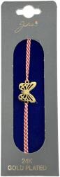 Jolie Bratara Placata cu Aur 24k, Jolie, Model FLUTURE PLIN, Martisor Bratara, cu Snur Alb/Rosu, Auriu (165477)