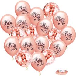 Flippy Set 10 Baloane din Latex, Flippy, Model Party Bride To Be, 30 cm, 2.8 g, Transparent, cu Confetti, Roz (131346)