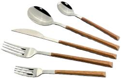 Flippy Set 5 Tacamuri, Flippy, din Otel Inoxidabil si Maner de Lemn, Maro (164948) Tacam