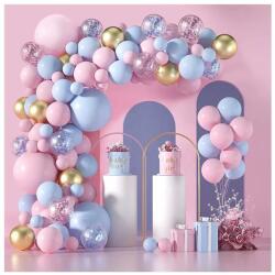 Flippy Baloane decorative pentru GENDER PARTY, Flippy, Arcada Set 130 baloane, Arcul de Baloane Roz si Albastru, Baloane Confetti Aurii, Multicolor (130087)