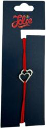 Jolie Martisor Bratara din Inox pentru Copii, Jolie, Textil si Inox, Snur Rosu, Model Inimi, Argintiu (165168)