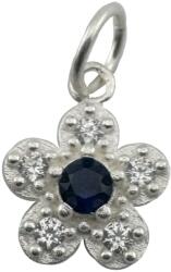 Jolie Silver Pandantiv din Argint 925, Jolie Silver, pentru Dama, Model Floare Cu Pietre de Zirconiu Cubic, 1 x 1 cm, 0.9 g, Argintiu/Bleumarin (125544)
