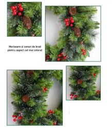 Flippy Coronita pentru Craciun Flippy, 60 cm, din brad artificial, decorata cu conuri si merisoare, Verde (122418)