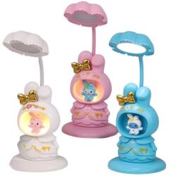 Flippy Lampa de Veghe, Flippy, cu Ascutitoare de Creioane, 2 Functii de Lumina, de Birou si de Veghe, Model Iepuras, Incarcare USB 10 x 29 cm, Multicolor (132952)