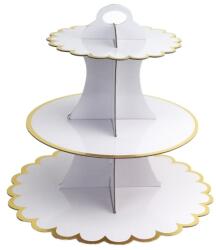 Flippy Etajera pentru Prajituri, Flippy, din Carton, 3 Nivele, 16/22/29 cm Diametru, Inaltime 38 cm, Alb (162125)