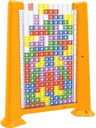 Flippy Joc de inteligenta Tetris puzzle tangram Flippy, 70 de piese multicolore, 3D, montessori, interactiv, din plastic, zar inclus, sac depozitare piese, varsta peste 6 ani, 23 x 19.8 x 5 cm, cadru galben 