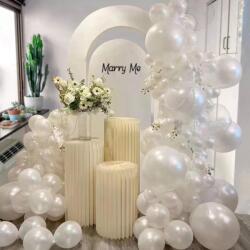 Flippy Baloane din Latex pentru Arcada, Flippy, Set din 120 baloane, Model Party, Botez, Pai transparent si adeziv inclus in cutie, 23 cm, Alb (130987)