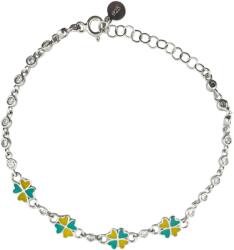 Jolie Bratara pentru Copii, Jolie, Argint 925, Model Trifoi, cu Email si Zirconiu, 21 cm/4.4g Argintiu/Galben/Verde (166589)