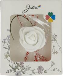 Jolie Martisor Motiv Floral, Jolie, Model Trandafir, cu Snur Alb/Rosu, 9 x 5 cm, Alb (115423)