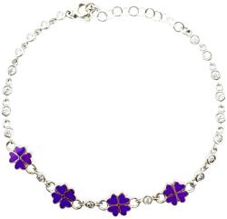 Jolie Bratara pentru Copii, Jolie, Argint 925, Model Trifoi, cu Email si Zirconiu, 21 cm/4.4g Argintiu/Mov (167013)