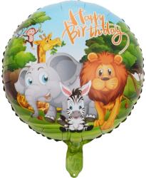 Flippy Balon din Folie Metalizata, Flippy, Mini Figurina Rotunda, Model Animalute, Happy Birthday, Tematica Aniversare, 45 cm, Ambalaj Individual, Pai Inclus, Umflare cu Aer sau Heliu, Multicolor (127392)