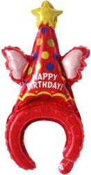 Flippy Balon din Folie Metalizata, Flippy, Tip Coronita, Model Palarie de Petrecere, Ambalaj Individual, Pai Inclus, Umflare cu Aer sau Heliu, 31 x 50 cm, Rosu (134258)